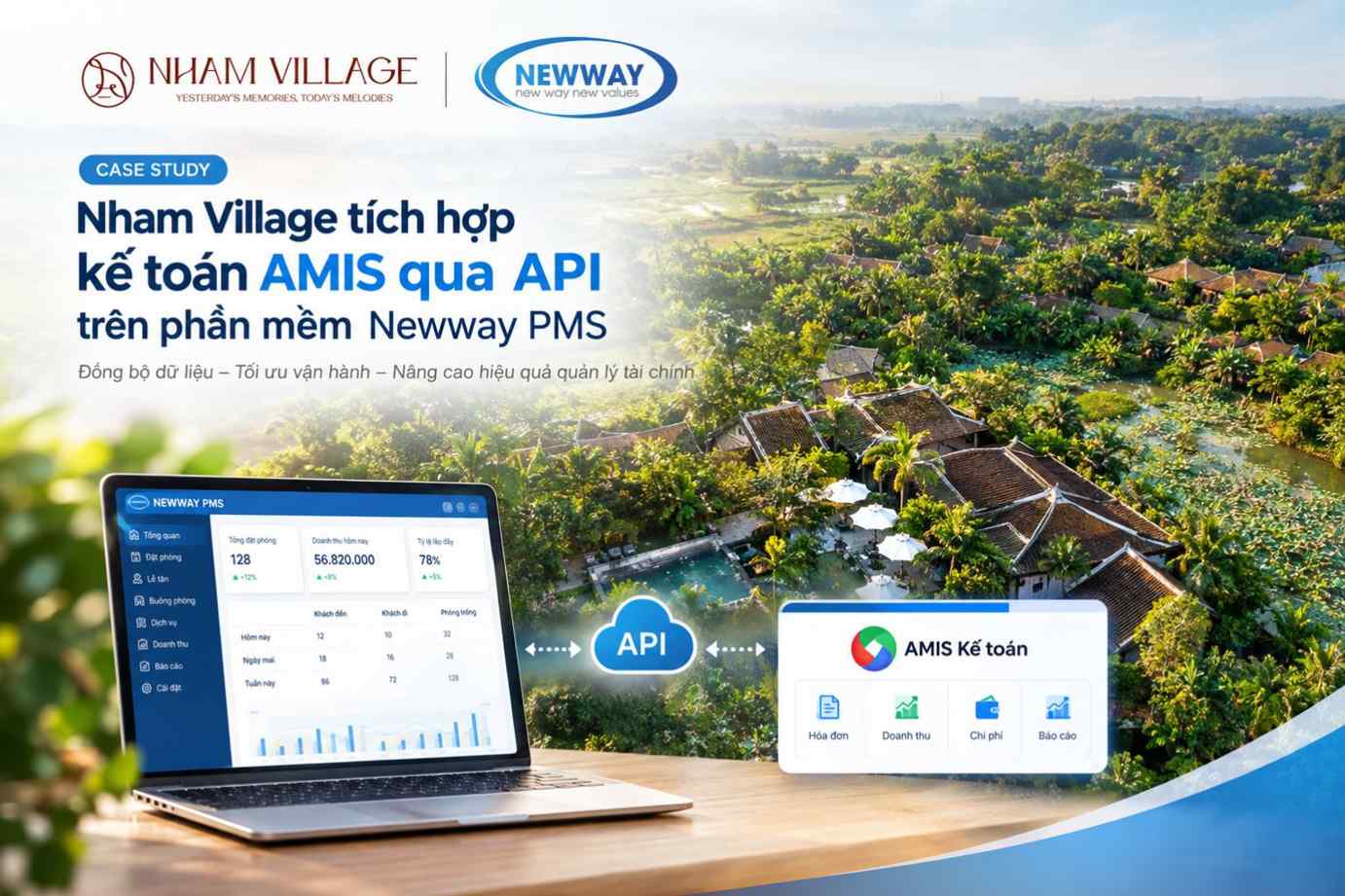 Nham Village tích hợp kế toán AMIS qua API trên Newway PMS
